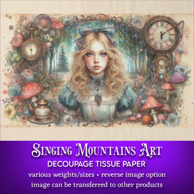 Papier Mousseline Découpage vintage Woodland Alice Fairytale (Créateur téléchargé)