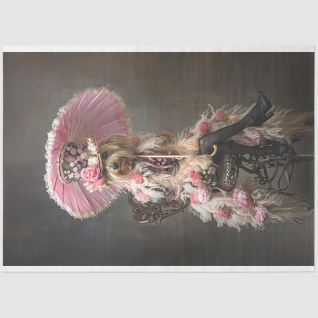 Papier Mousseline Découpage vintage Yorkie (Recto)