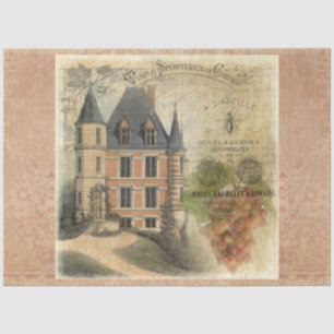 Papier Mousseline Découpage viticole du Château français vintage