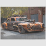 Papier Mousseline Découpage Voiture en cuivre vapeur Vintage<br><div class="desc">"Voiture en cuivre Vintage avec des modifications steampunk, avec un moteur exposé, lumières montées, et extérieur en cuivre patiné, garé sur une rue avec des arbres et des bâtiments en briques dans l'arrière - plan. Idéal pour les amateurs de steampunk, de design industriel, et de véhicules post-apocalyptiques. voiture vapeur vintage,...</div>
