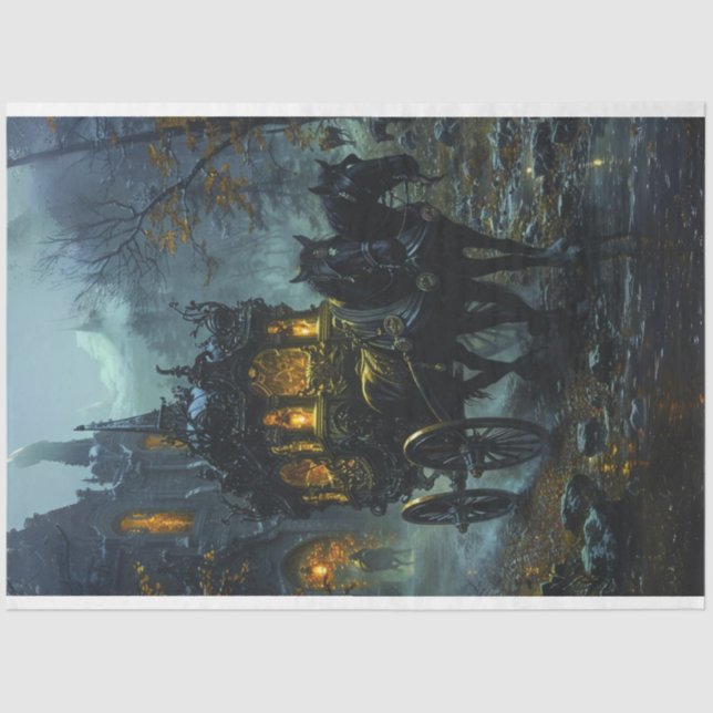 Papier Mousseline Découpage Voyage de transport gothique à Dusk (Recto)