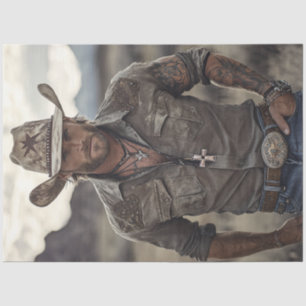 Papier Mousseline Découpage Western Cowboy Christian Rancher