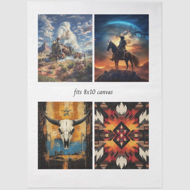 Papier Mousseline Decoupage Western & Tribal 8x10 Canvas Designs  (Recto)