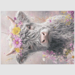 Papier Mousseline Découpage Whimsal Highland Cow Floral Crown