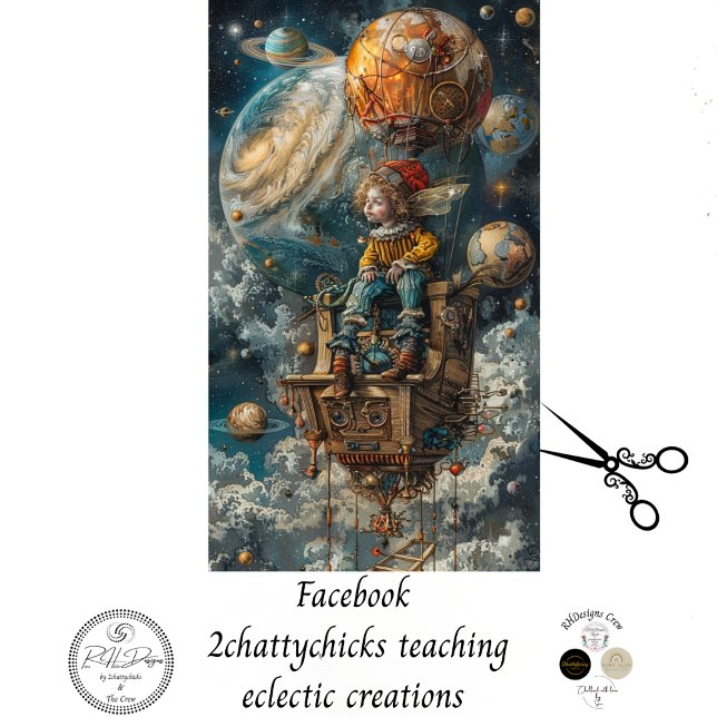 Papier Mousseline Découpage Whimsical Boy Riding in Hot Air Balloon (Créateur téléchargé)