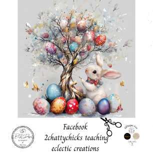 Papier Mousseline Découpage Whimsical Bunny Egg Tree de Pâques