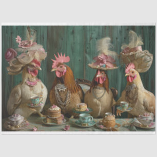Papier Mousseline Découpage Whimsical Chickadees Tea Party