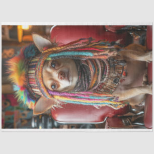 Papier Mousseline Découpage Whimsical Chihuahua Patchwork au salon