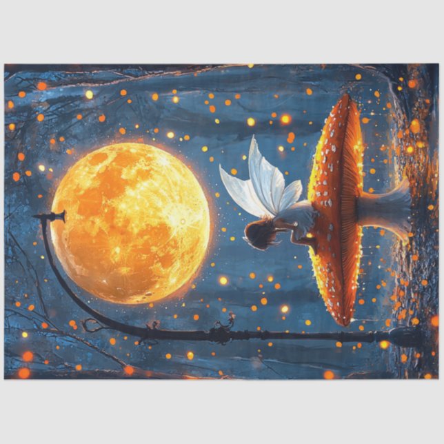 Papier Mousseline Découpage Whimsical Fairy Luant Champignons (Recto)