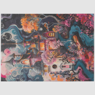 Papier Mousseline Découpage Whimsical Fantastique Maison couleur viv