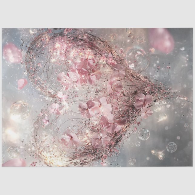 Papier Mousseline Découpage Whimsical Flottant Valentine Coeur (Recto)