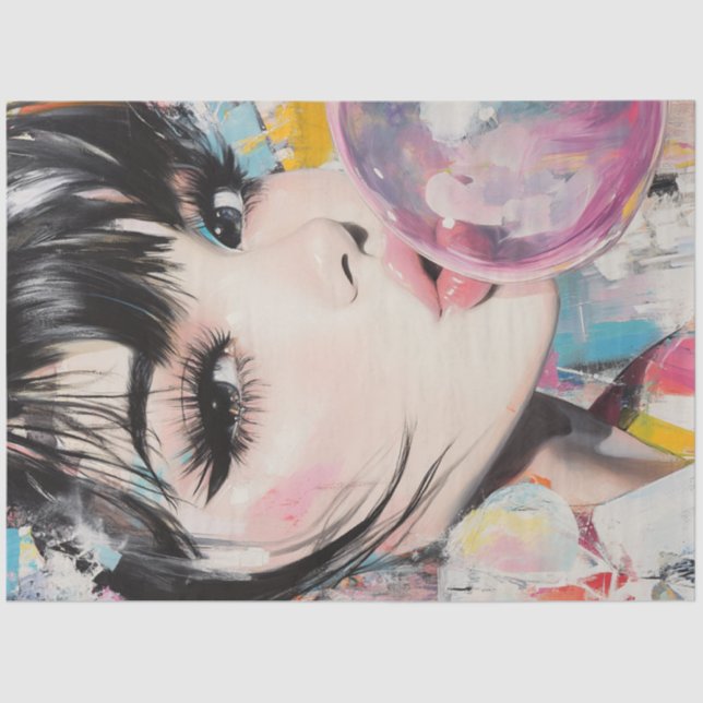 Papier Mousseline Découpage Whimsical Girl & Her Bubble Gum Memories (Recto)