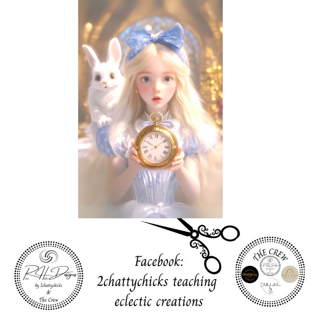 Papier Mousseline Decoupage Whimsical Girl & Rabbit on Adventures (Créateur téléchargé)