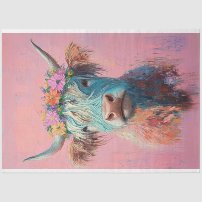 Papier Mousseline Découpage Whimsical Highland Bessie (Recto)