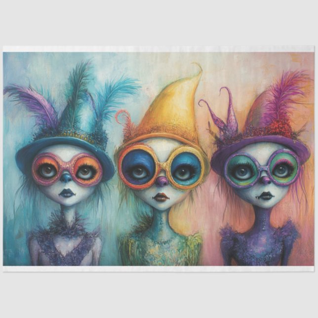 Papier Mousseline Découpage Whimsical Lady Trio de Whimsyville (Recto)