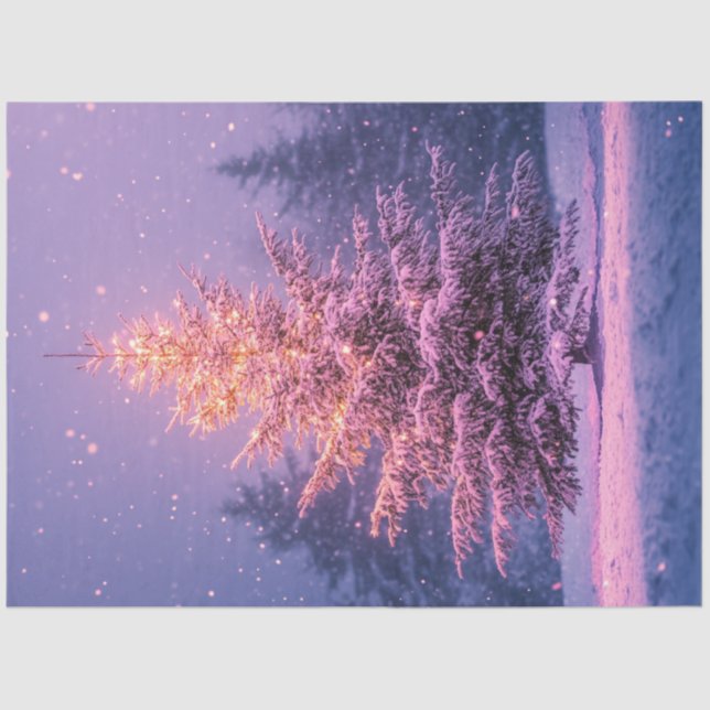 Papier Mousseline Découpage Whimsical Pastel Pink Christmas Tree (Recto)