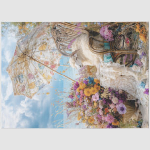 Papier Mousseline Découpage Whimsical Sheep Beach Lounge Parapluie