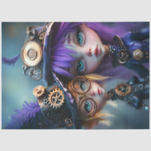 Papier Mousseline Découpage Whimsical Steampunk Girls Andrea & Rena