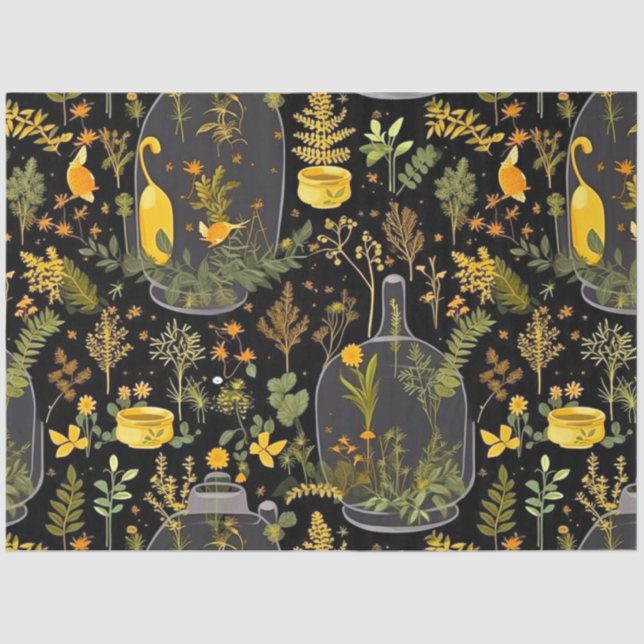 Papier Mousseline Découpage Whimsical Tissu En Verre Terrariums (Recto)