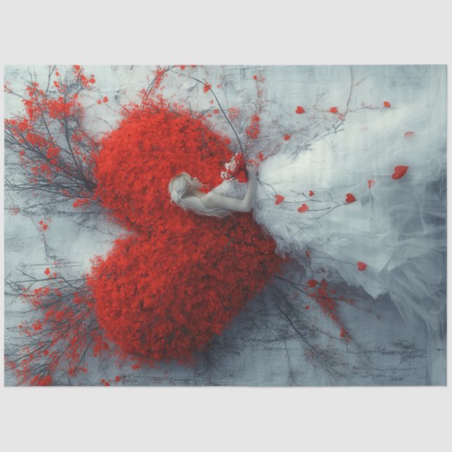 Papier Mousseline Découpage Whimsical Valentine Coeur & Dame (Recto)