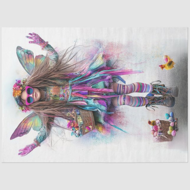 Papier Mousseline Découpage Whimsical Vibramment habillé Fille de Pâ (Recto)