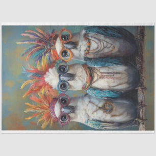 Papier Mousseline Découpage Whimsical Wacky Vibrant Cockatoos Oiseau