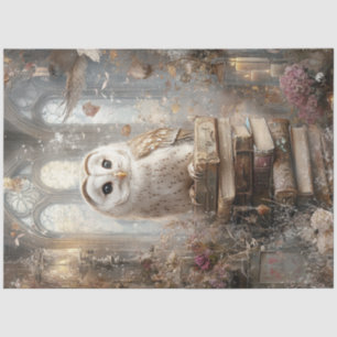 Papier Mousseline Découpage Whimsical White Barn Owl Livres Artwork