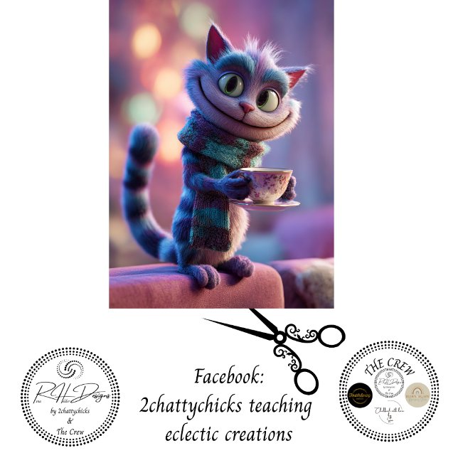 Papier Mousseline Decoupage Whimsical Wonderland Style Tea Cat (Créateur téléchargé)