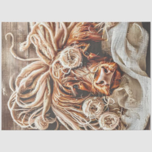 Papier Mousseline Découpage Whimsland Vache Dreadlocks paille