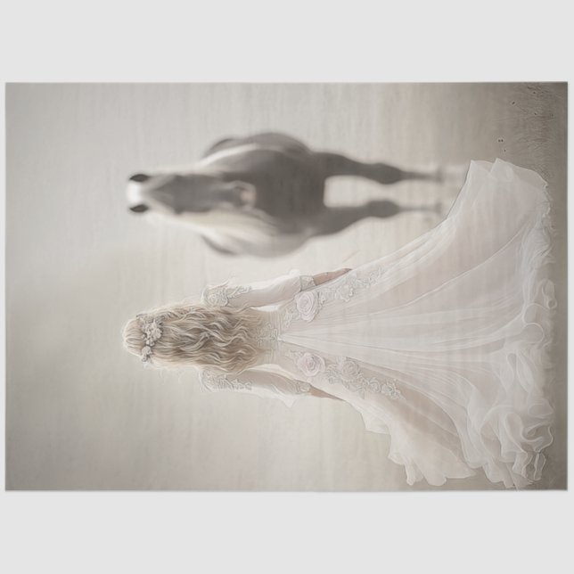 Papier Mousseline Decoupage Whispers of Wedding Day Lady & Horse (Recto)