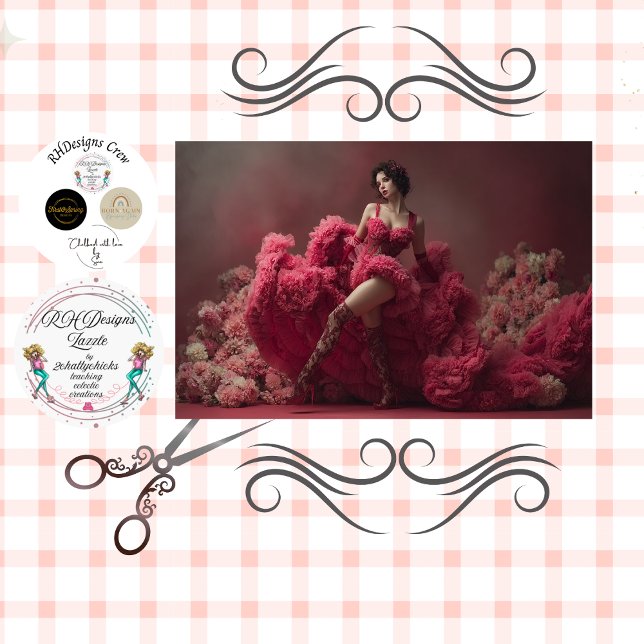 Papier Mousseline Decoupage Woman Dramatic Ruffles for Valentine  (Créateur téléchargé)