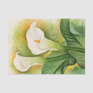 Papier Mousseline Découpe aquarelle de lys Cala blanc floral
