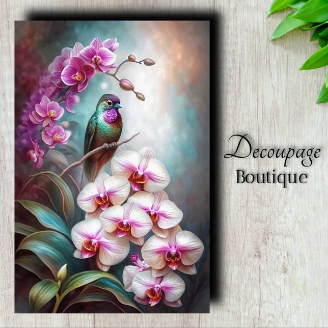 Papier Mousseline Découpe de bijou d'orchidée (Orchid Jewel Decoupage Tissue Paper)