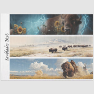 Papier Mousseline Découpe de bisons tournesols scies occidentales ru