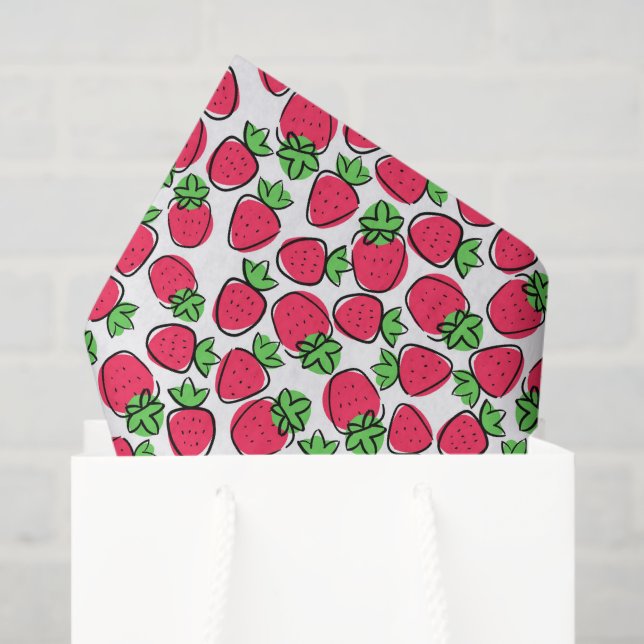 Papier Mousseline Découpe de fraises (Sac cadeau)