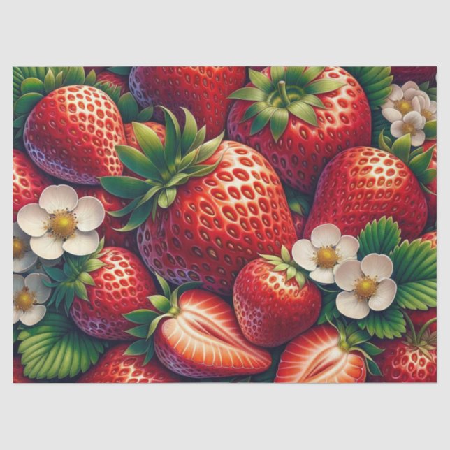 Papier Mousseline Découpe de fraises  (Recto)
