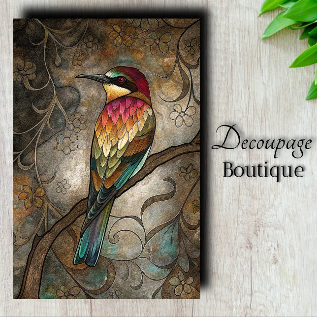 Papier Mousseline Découpe de Guêpier étincelant (Jeweled Bee-Eater Decoupage Tissue Paper)