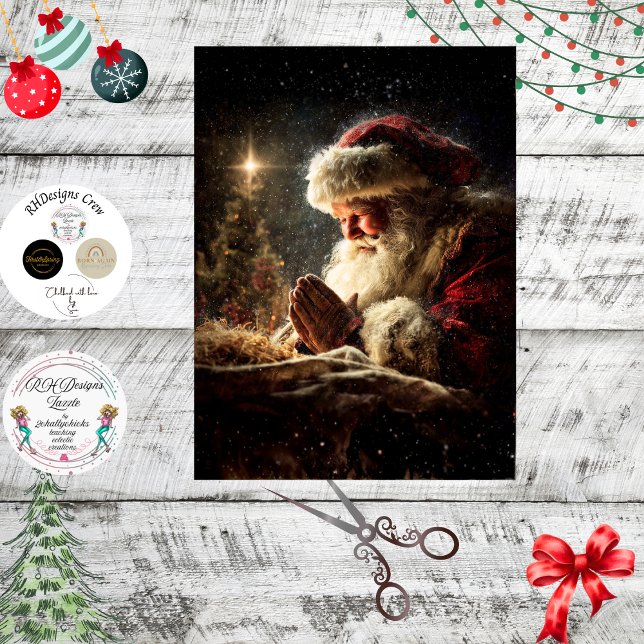 Papier Mousseline Découpe de Père Noël priant Véritable Significatio (Créateur téléchargé)