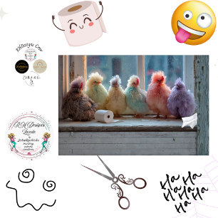 Papier Mousseline Découpe de poulets farceurs humour de tissu