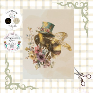 Papier Mousseline Découpe fantaisiste bourdon en chapeau haut-de-for