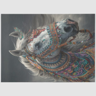 Papier Mousseline Découpe Indien Américain Cheval Décoré Vibrant