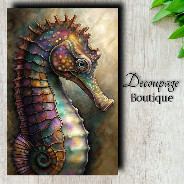 Papier Mousseline Découpe iridescente d'Hippocampe (Sea Urchin Decoupage Tissue Paper)