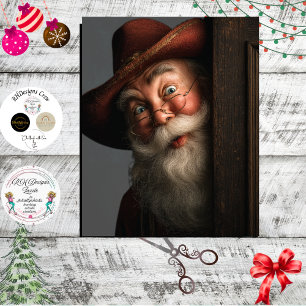 Papier Mousseline Découpe Santa de l'Ouest avec chapeau de cowboy re