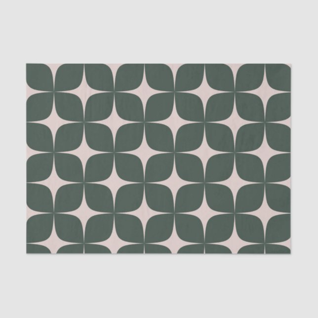 Papier Mousseline Deep Green Mid Century Moderne Elegant Boho (Recto)