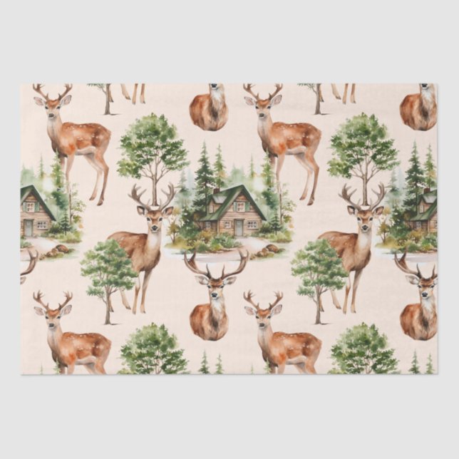 Papier Mousseline Deer Hunter Nature Vacances Rustiques Noël (Recto)