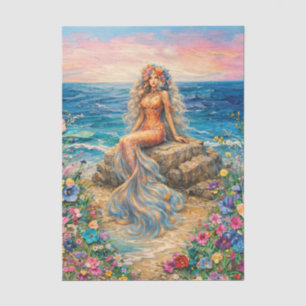 Papier Mousseline Déesse Dorée Florale Sirène de la Mer Corps Entier