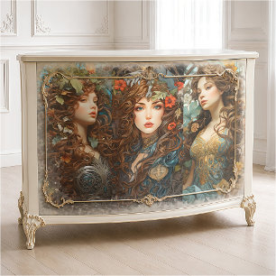Papier Mousseline Déesse florale Art nouveau vintage de style victor