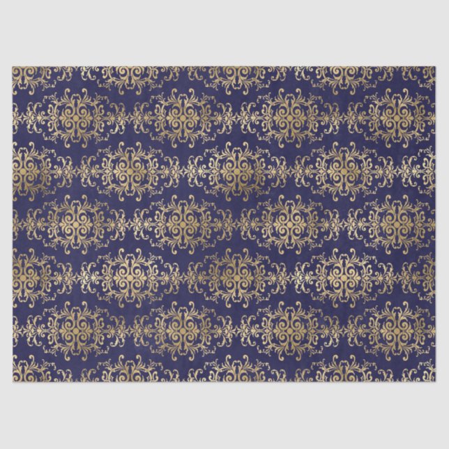 Papier Mousseline Défilement d'or sur le pourpre (Recto)