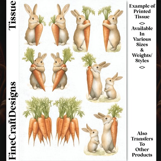 Papier Mousseline Définir des paires et carottes de lapin blanc DC1  (Créateur téléchargé)