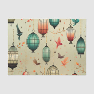 Papier Mousseline Dégagement d'oiseaux rétros et volants
